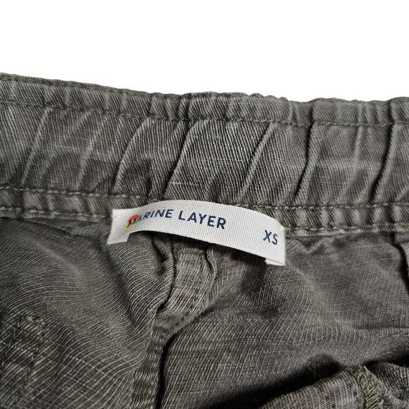 Marine Layer Pull On Crop Tapered Leg Jogger Pants Linen Blend‎ Olive Green XS - Picture 3 of 9
